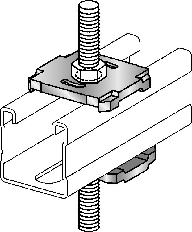 MQZ-L-F Bored plate Hot-dip galvanised (HDG) bored plate for trapeze assembly and anchoring