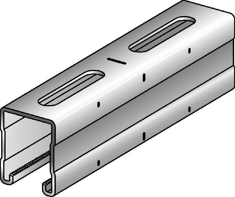 MQ-52-R Stainless steel (A4) 52 mm high MQ strut channel for medium/heavy-duty applications