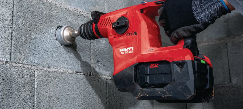 TE 30-22 cordless rotary hammer Powerful cordless SDS Plus (TE-C) rotary hammer with Active Vibration Reduction and Active Torque Control for concrete drilling and chiseling (Nuron battery platform) Applications 1