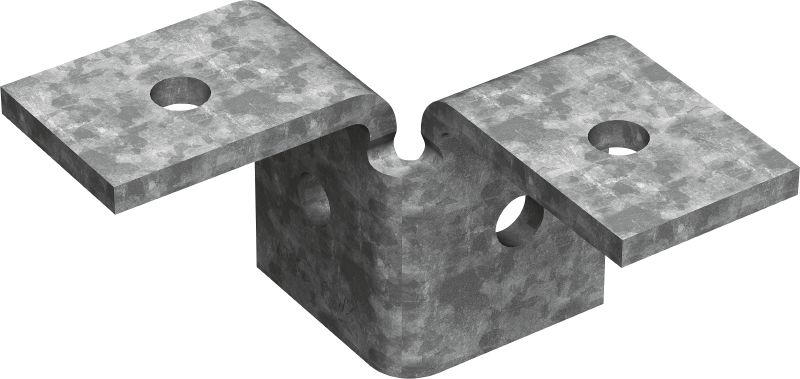 MT-C-T 3D/2 OC Wing fitting Double wing fitting for connecting three strut channels in a 3D structure, for outdoor use with low pollution